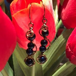 Navy Blue Dangle Earrings